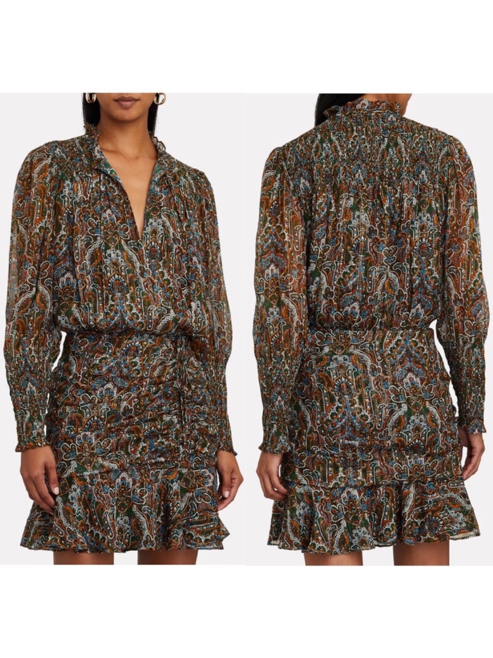 Veronica Beard Armeria Lurex Paisley Mini Dress - Picture 1 of 16